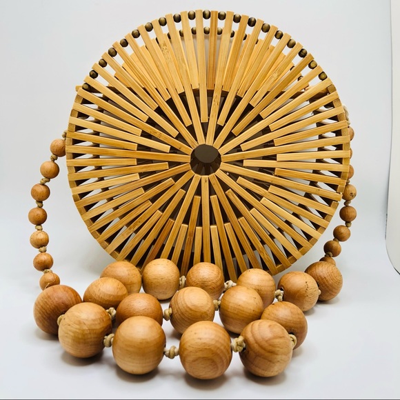 Bamboo Round Shoulder Bag - Picture 2 of 12